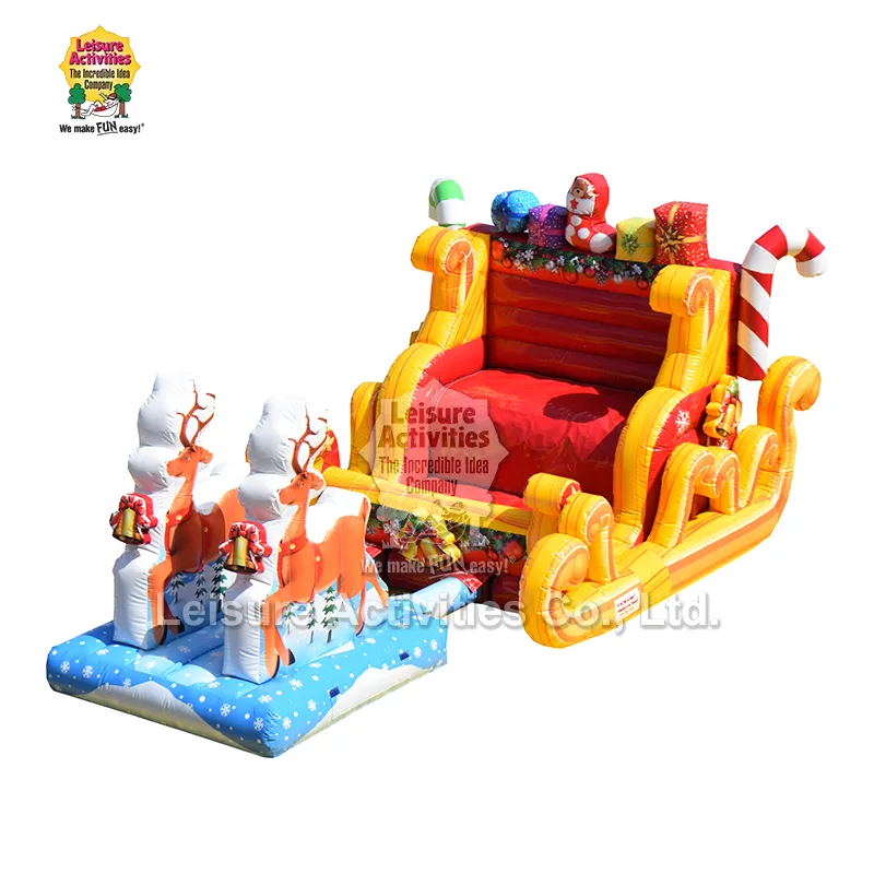 Reindeer နှင့်အတူ ဖောင်းနေသော Santa Sleigh Selfie