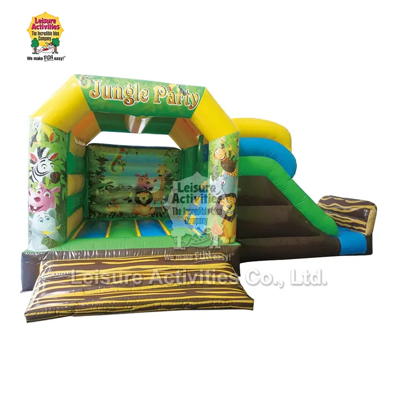 Slide ပါသော သေးငယ်သော သေးငယ်သော Multiplay Bouncy Castles Jungle ပါတီ
