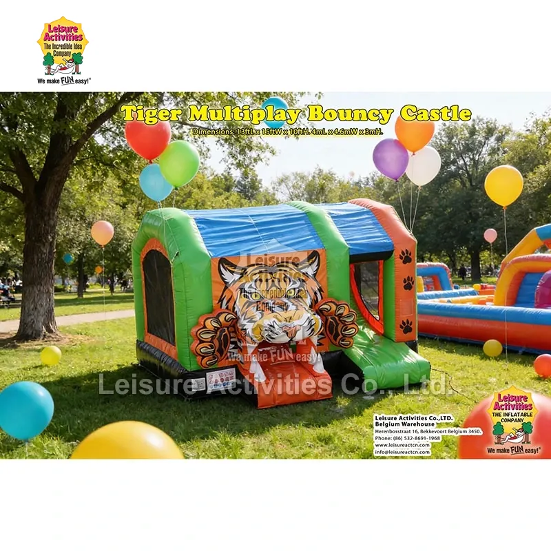 Standard Inflatable Multiplay Tiger Bouncy ရဲတိုက်များ